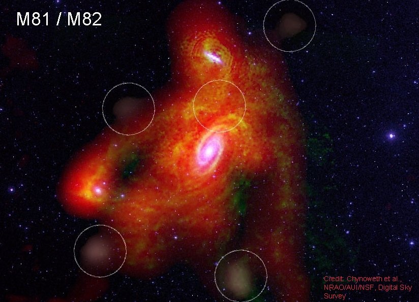 M 81 / M 82 Credit: Chynoweth et al. , NRAO/AUI/NSF, Digital Sky Survey