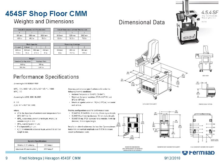 454 SF Shop Floor CMM 9 Fred Nobrega | Hexagon 454 SF CMM 9/12/2018