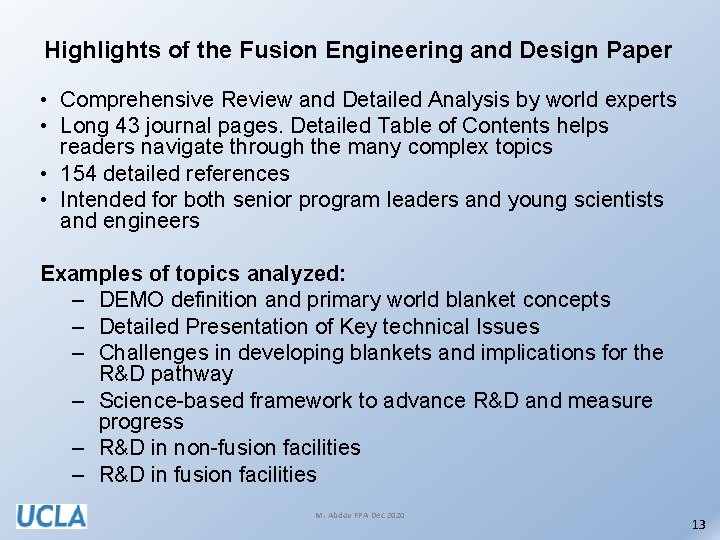 Highlights of the Fusion Engineering and Design Paper • Comprehensive Review and Detailed Analysis