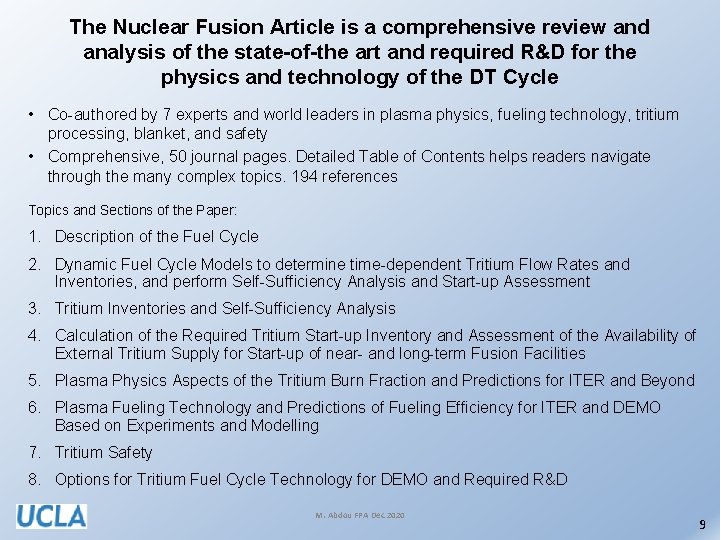 The Nuclear Fusion Article is a comprehensive review and analysis of the state-of-the art