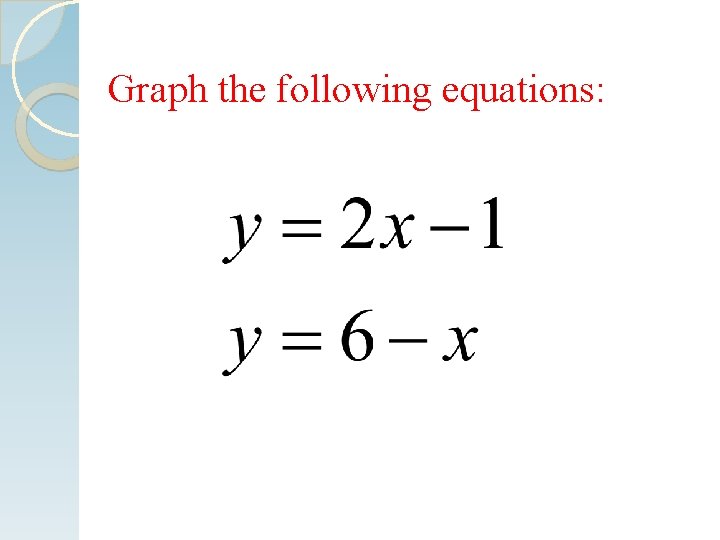Graph the following equations: 