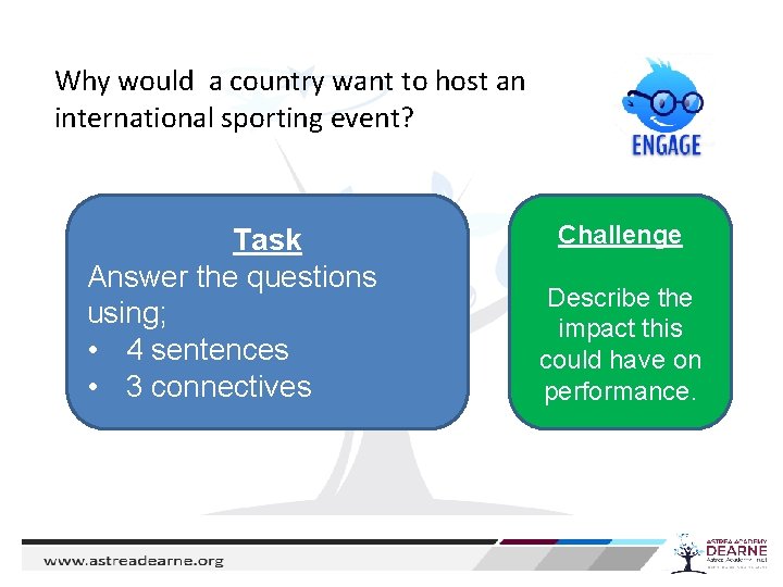 Why would a country want to host an international sporting event? Task Answer the