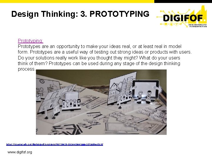 Design Thinking: 3. PROTOTYPING Prototyping: Prototypes are an opportunity to make your ideas real,