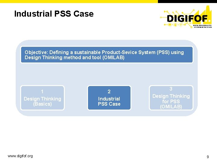 Industrial PSS Case Objective: Defining a sustainable Product-Sevice System (PSS) using Design Thinking method