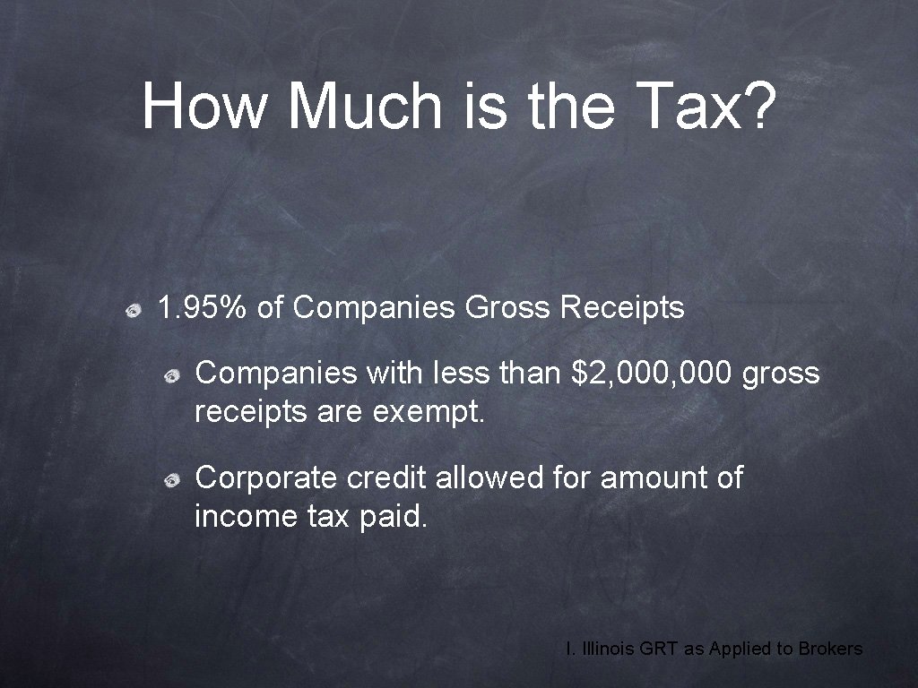 How Much is the Tax? 1. 95% of Companies Gross Receipts Companies with less