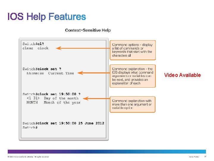 Video Available © 2013 Cisco and/or its affiliates. All rights reserved. Cisco Public 21