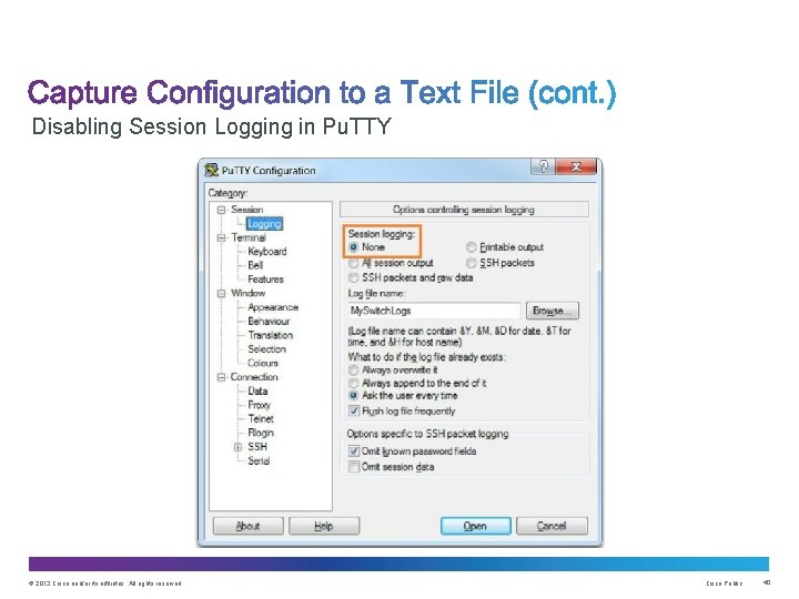 Disabling Session Logging in Pu. TTY © 2013 Cisco and/or its affiliates. All rights