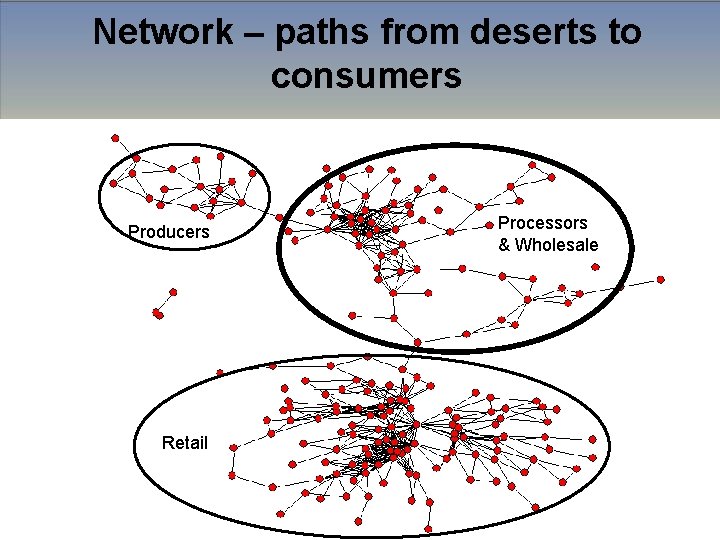 Network – paths from deserts to consumers Producers Retail Processors & Wholesale 