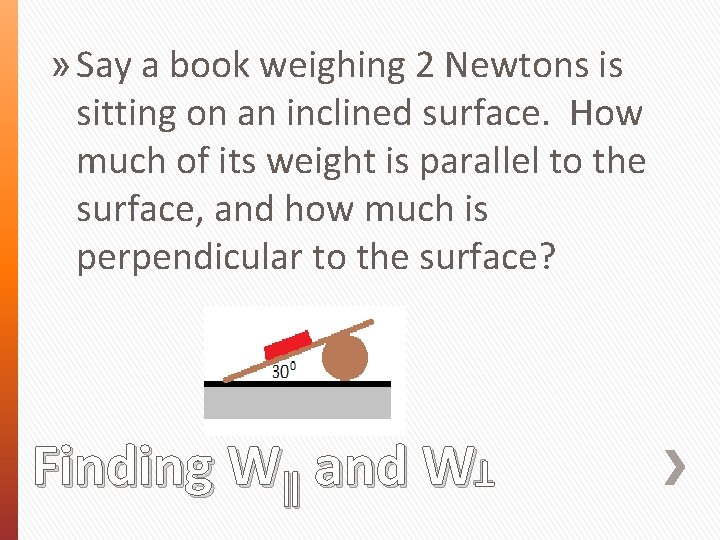 » Say a book weighing 2 Newtons is sitting on an inclined surface. How