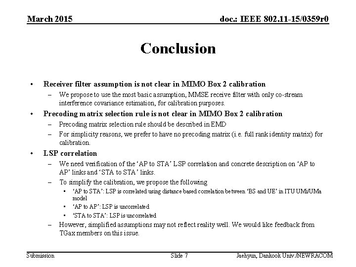 March 2015 doc. : IEEE 802. 11 -15/0359 r 0 Conclusion • Receiver filter