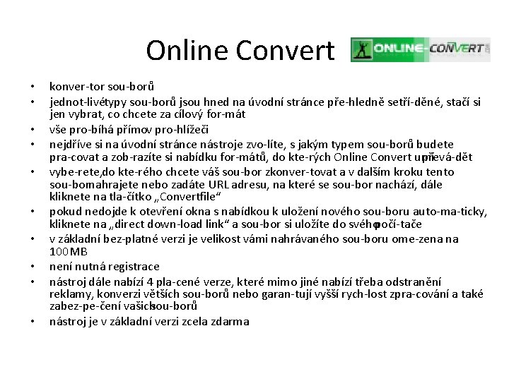 Online Convert • • • konver tor sou borů jednot livétypy sou borů jsou