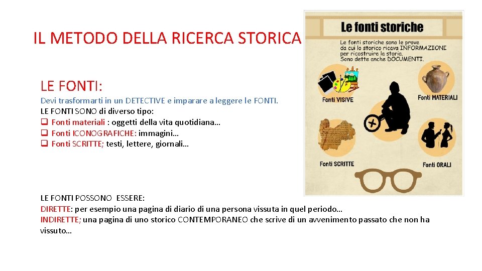 IL METODO DELLA RICERCA STORICA LE FONTI: Devi trasformarti in un DETECTIVE e imparare