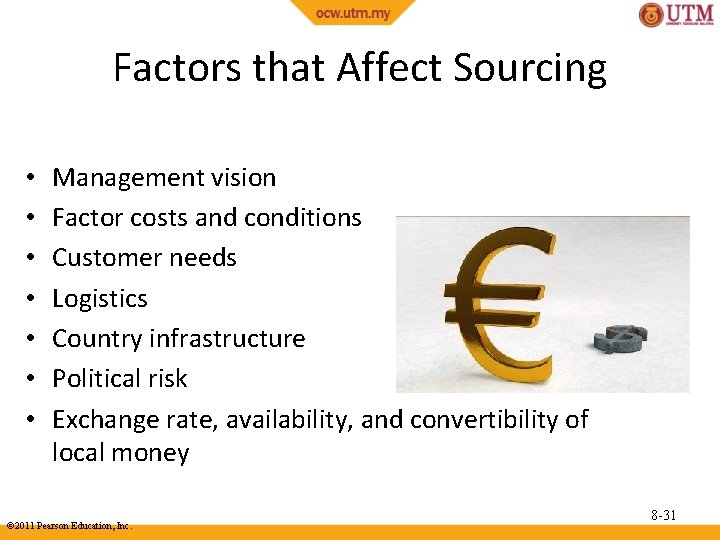 Factors that Affect Sourcing • • Management vision Factor costs and conditions Customer needs