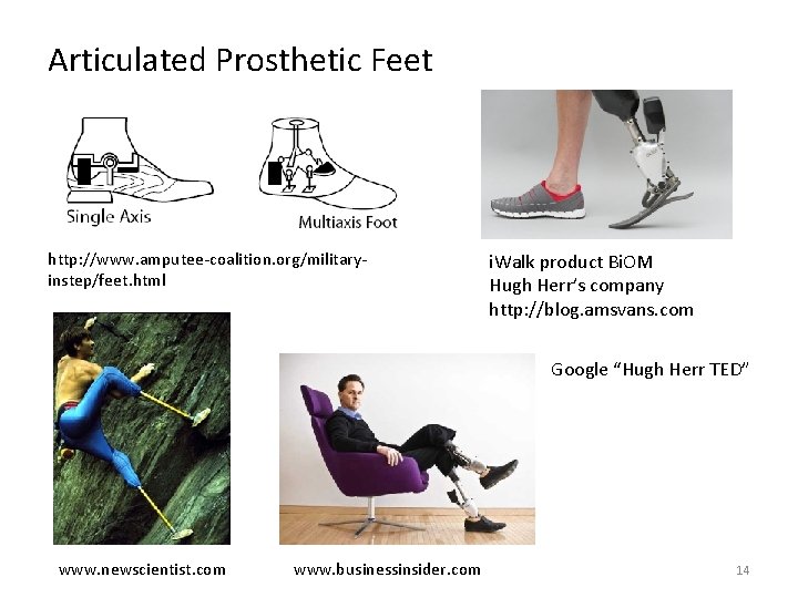 Articulated Prosthetic Feet http: //www. amputee‐coalition. org/military‐ instep/feet. html i. Walk product Bi. OM