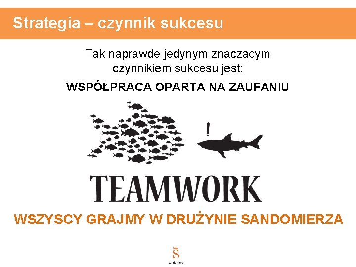 Strategia – czynnik sukcesu Tak naprawdę jedynym znaczącym czynnikiem sukcesu jest: WSPÓŁPRACA OPARTA NA