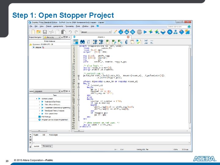 Step 1: Open Stopper Project 23 