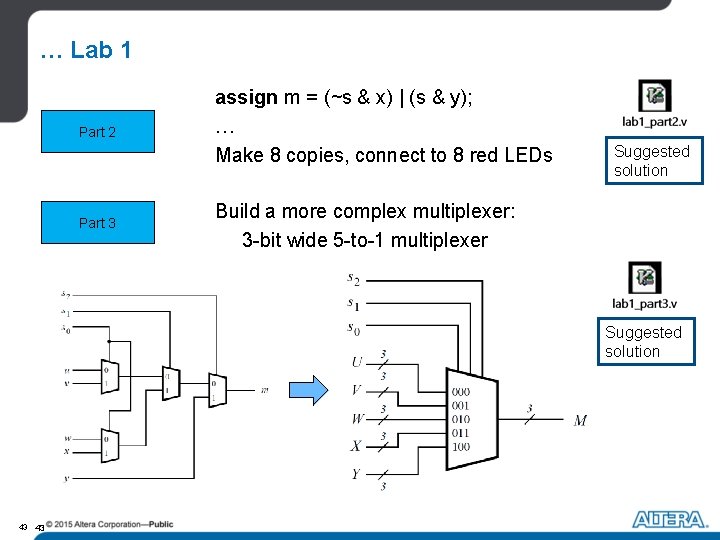 … Lab 1 Part 2 Part 3 assign m = (~s & x) |
