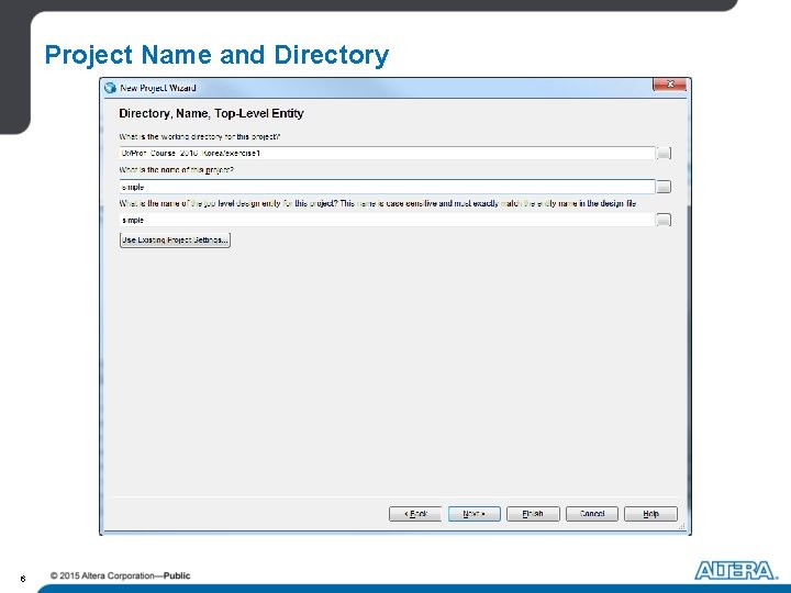 Project Name and Directory 6 