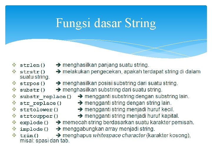 Fungsi dasar String 