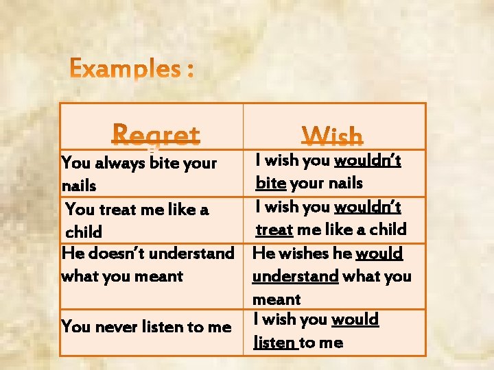 I wish you wouldn’t You always bite your nails I wish you wouldn’t You