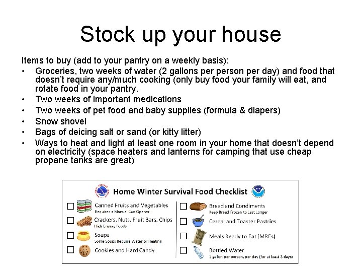 Stock up your house Items to buy (add to your pantry on a weekly