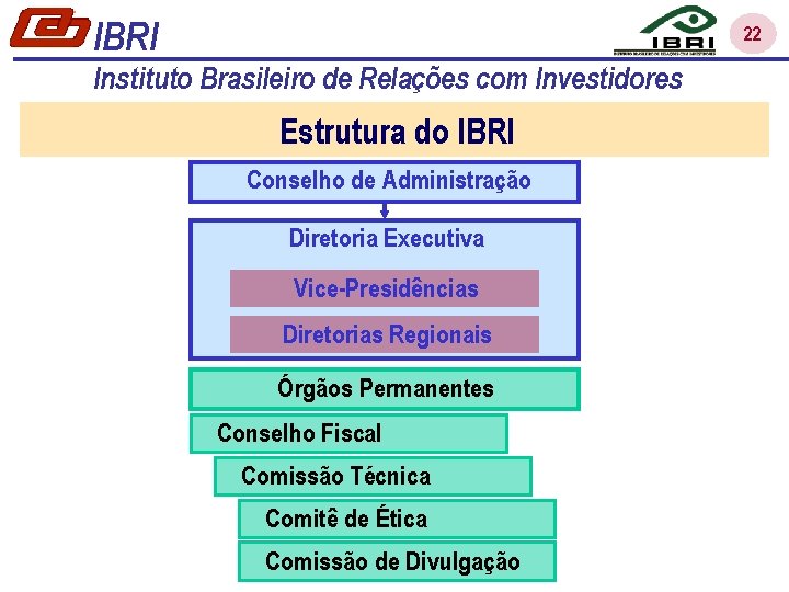 IBRI 22 Instituto Brasileiro de Relações com Investidores Estrutura do IBRI Conselho de Administração