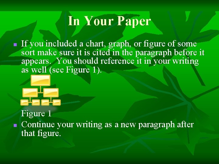 In Your Paper n n If you included a chart, graph, or figure of