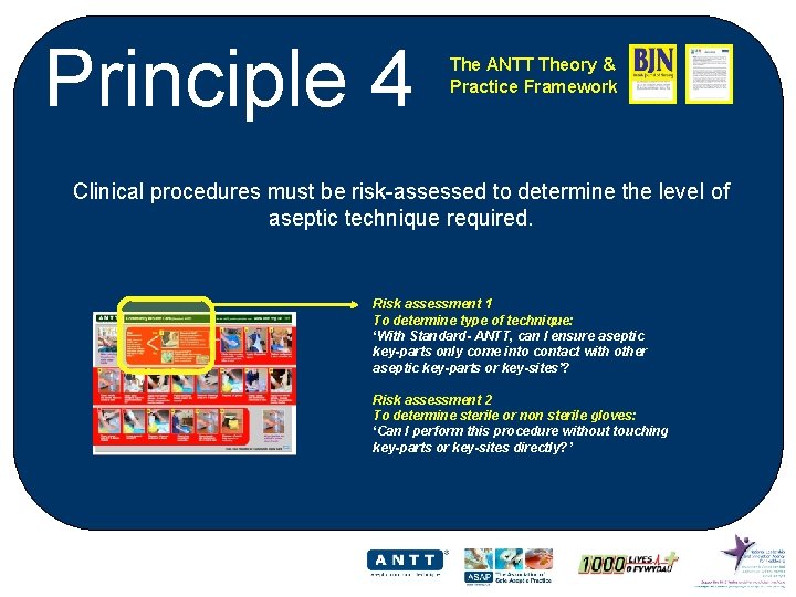 Principle 4 The ANTT Theory & Practice Framework Clinical procedures must be risk-assessed to