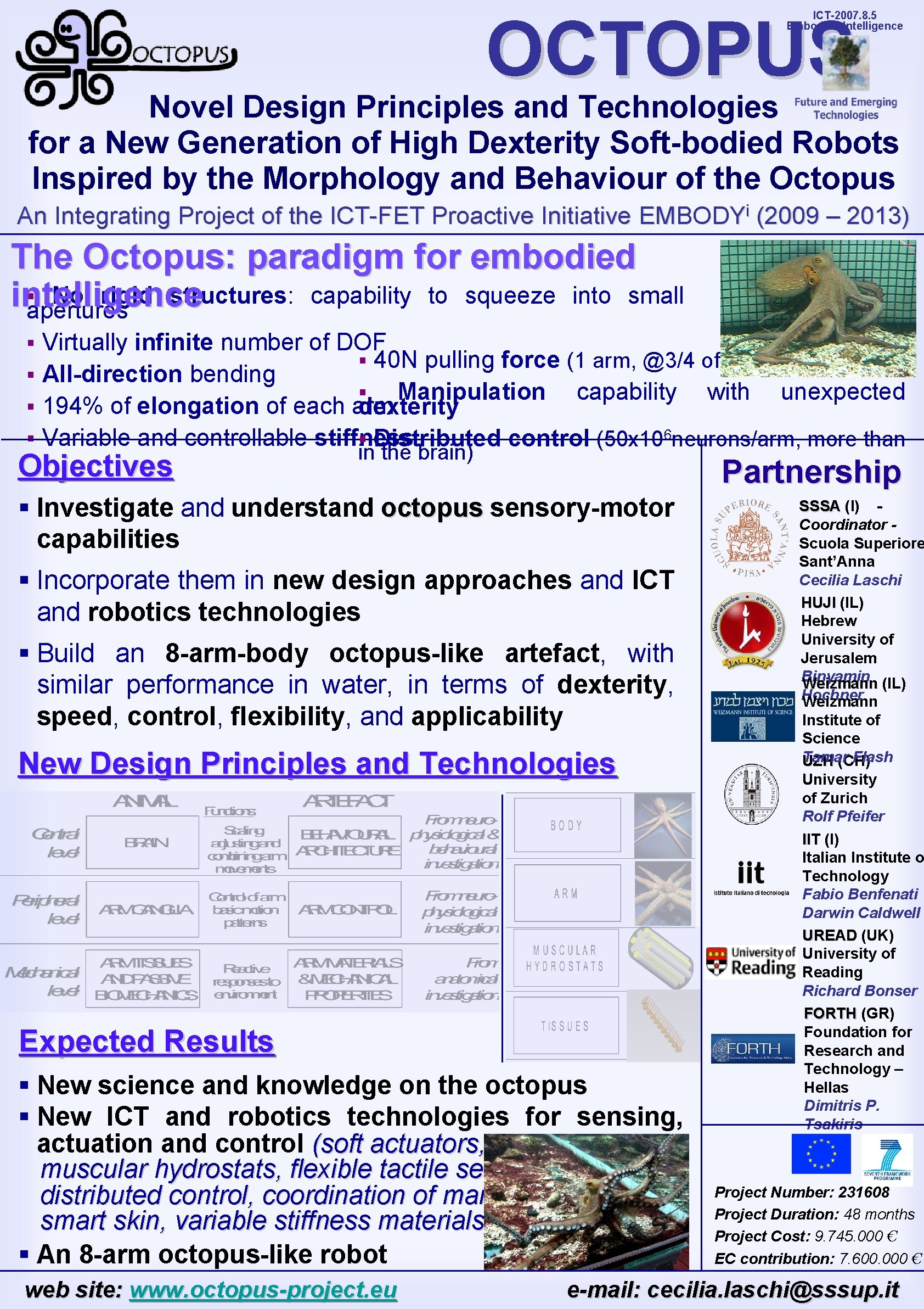 OCTOPUS ICT-2007. 8. 5 Embodied Intelligence Novel Design Principles and Technologies for a New