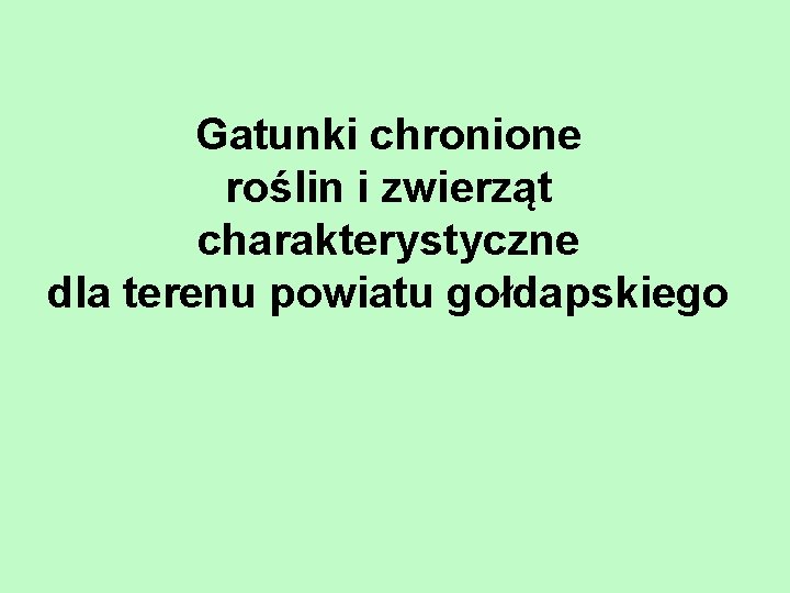 Gatunki chronione roślin i zwierząt charakterystyczne dla terenu powiatu gołdapskiego 