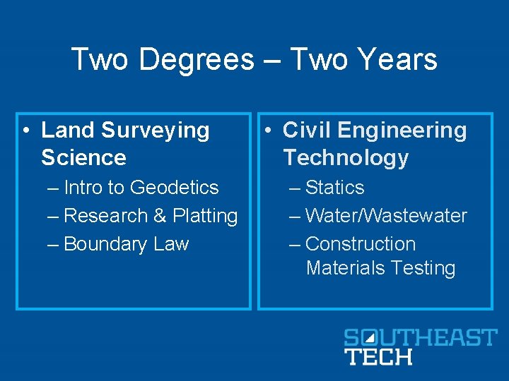 Two Degrees – Two Years • Land Surveying Science – Intro to Geodetics –
