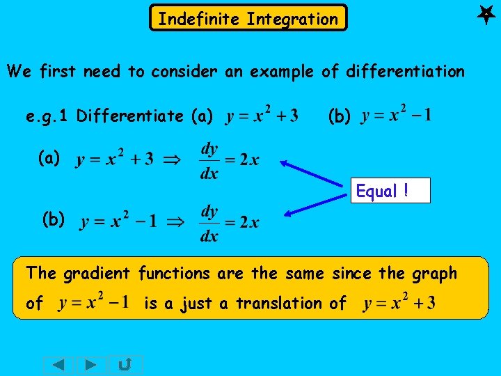 Indefinite Integration We first need to consider an example of differentiation e. g. 1