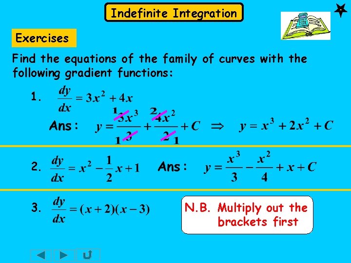 Indefinite Integration Exercises Find the equations of the family of curves with the following