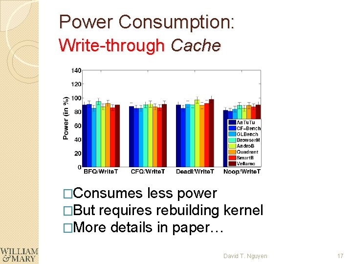 Power Consumption: Write-through Cache �Consumes less power �But requires rebuilding kernel �More details in