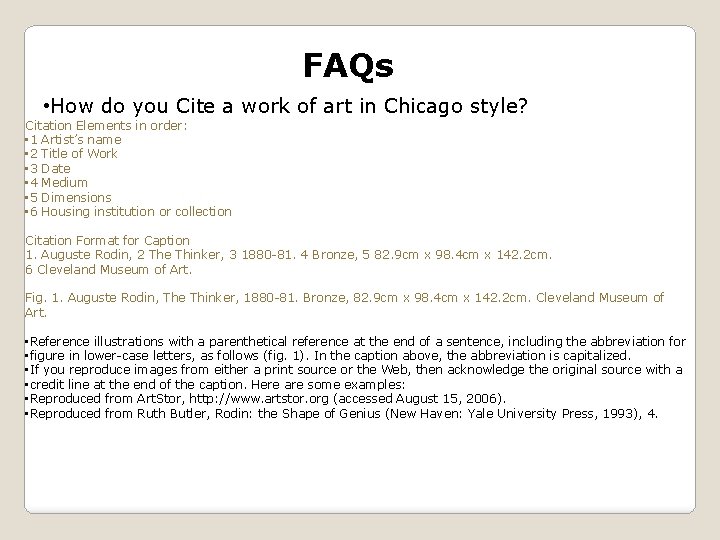FAQs • How do you Cite a work of art in Chicago style? Citation