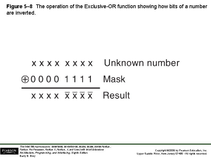 Figure 5– 8 The operation of the Exclusive-OR function showing how bits of a