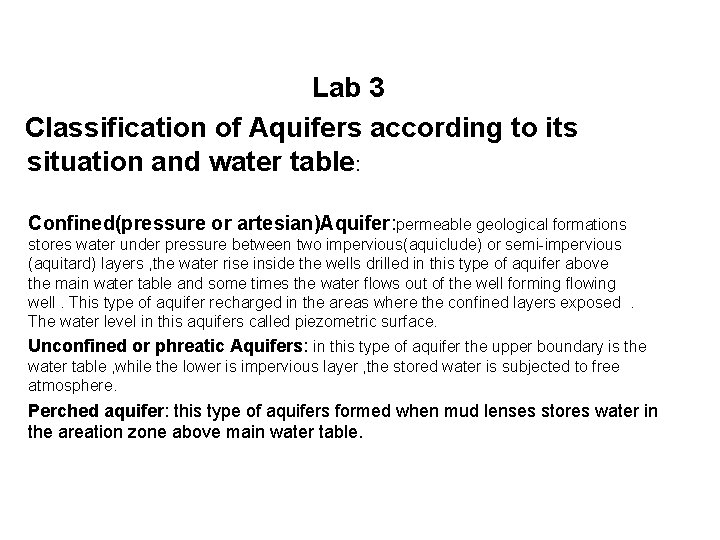 Hydrogeology Labs References of the subject 1 Groundwater