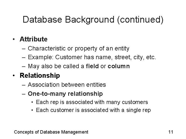 Concepts of Database Management Sixth Edition Chapter 1