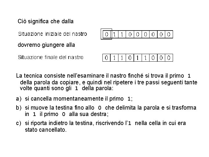 Ciò significa che dalla dovremo giungere alla La tecnica consiste nell’esaminare il nastro finché