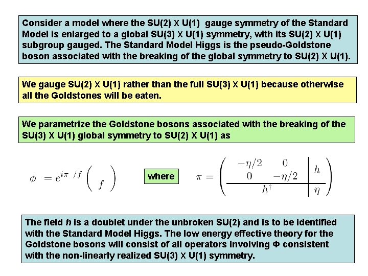 Consider a model where the SU(2) X U(1) gauge symmetry of the Standard Model