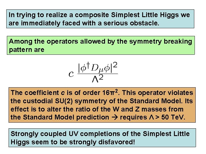 In trying to realize a composite Simplest Little Higgs we are immediately faced with