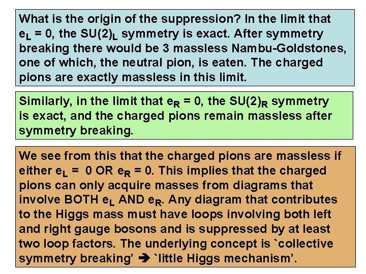 What is the origin of the suppression? In the limit that e. L =