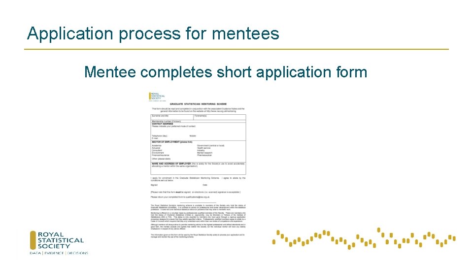 Application process for mentees Mentee completes short application form 
