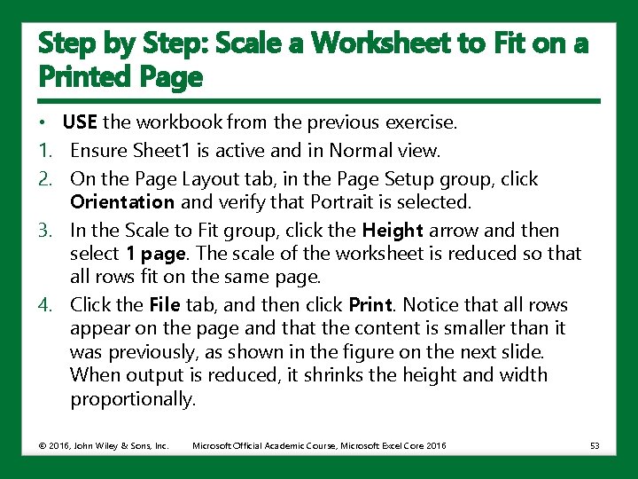 Step by Step: Scale a Worksheet to Fit on a Printed Page • USE