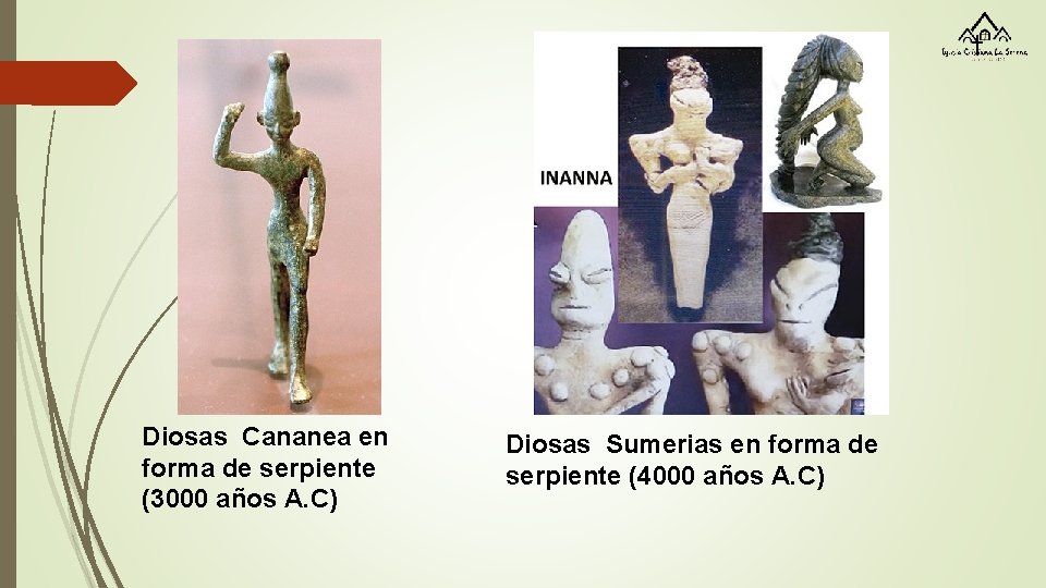 Diosas Cananea en forma de serpiente (3000 años A. C) Diosas Sumerias en forma