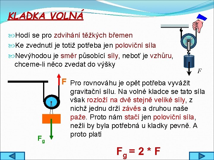 KLADKA VOLNÁ Hodí se pro zdvihání těžkých břemen Ke zvednutí je totiž potřeba jen