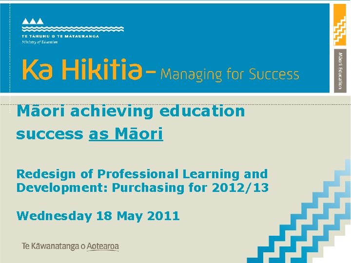 Māori achieving education success as Māori Redesign of Professional Learning and Development: Purchasing for
