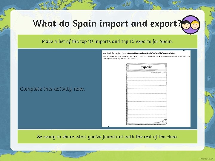 What do Spain import and export? Make a list of the top 10 imports