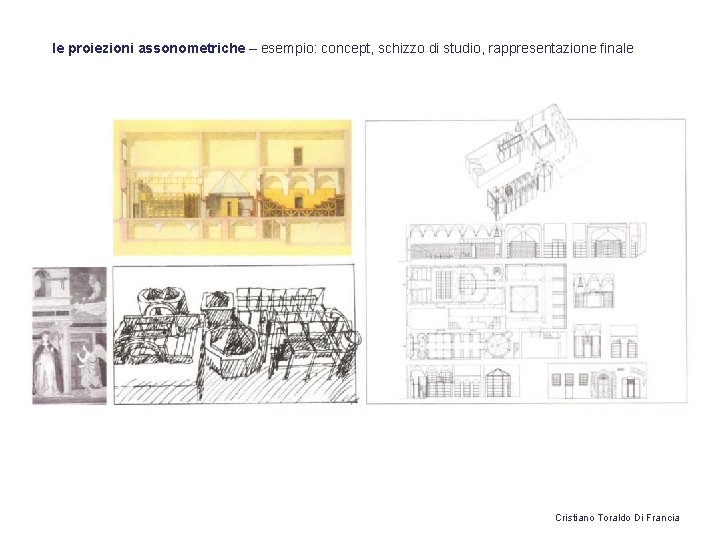 le proiezioni assonometriche – esempio: concept, schizzo di studio, rappresentazione finale Cristiano Toraldo Di le proiezioni assonometriche – esempio: concept, schizzo di studio, rappresentazione finale Cristiano Toraldo Di