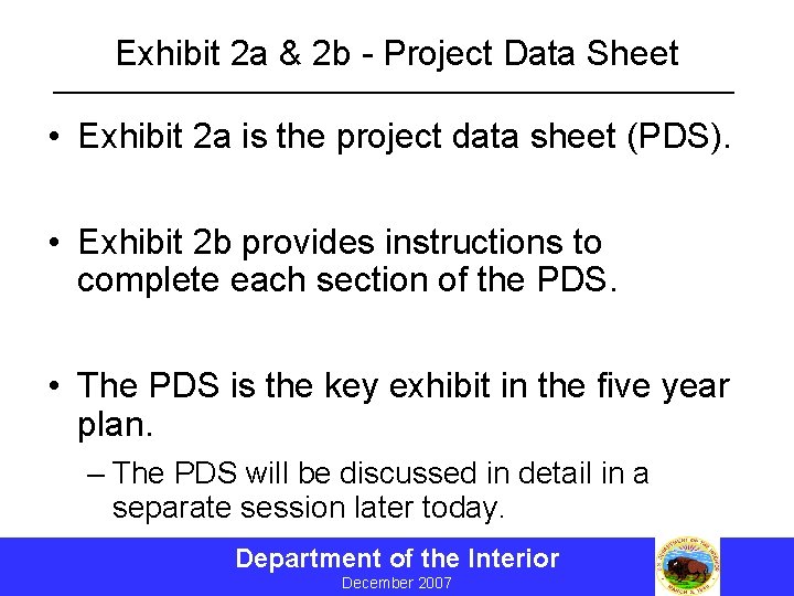 Exhibit 2 a & 2 b - Project Data Sheet • Exhibit 2 a